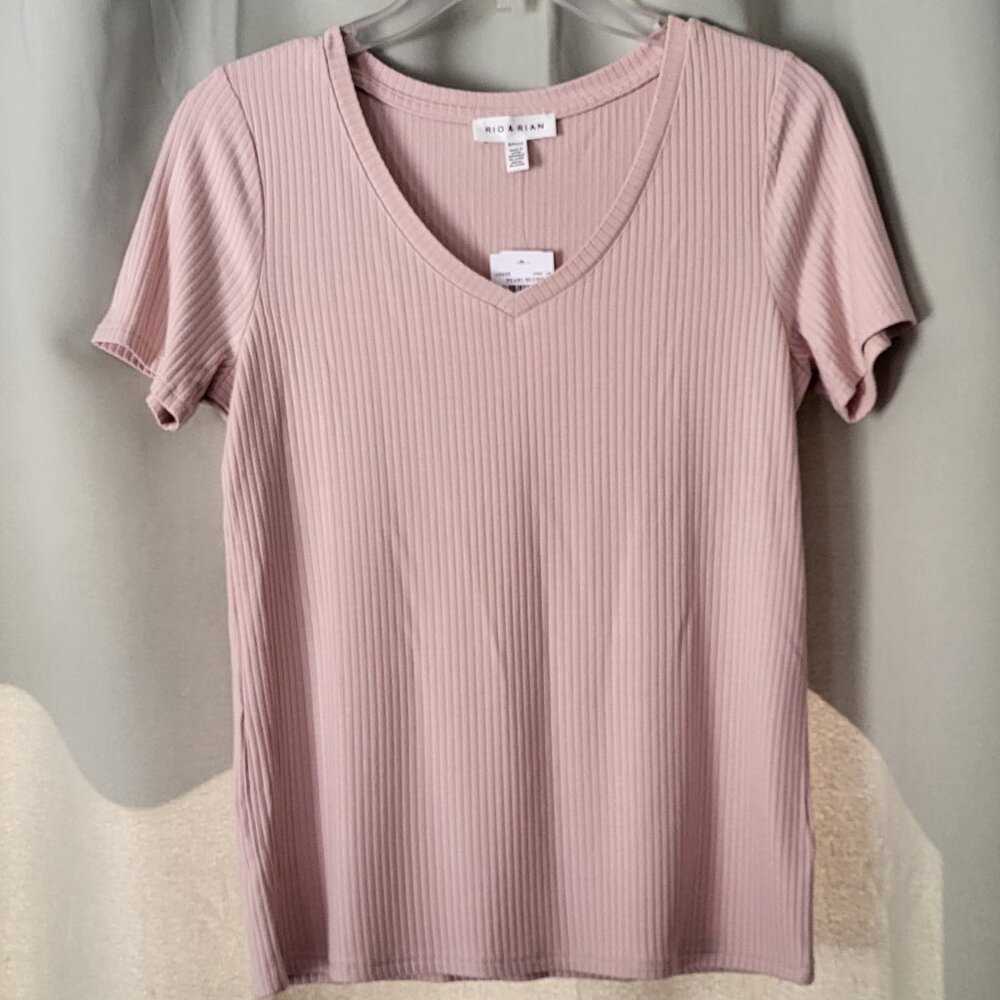 Rio and Rian pearl blush short sleeve shirt / blouse / top